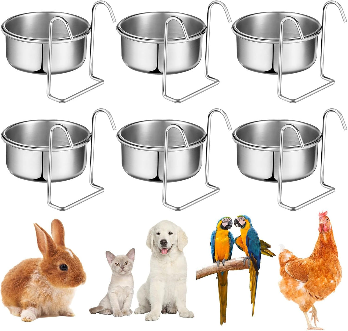 Layhit 6 Pcs 10 Oz Hanging Kennel Water Bowl, Dog Crate Water Bowl