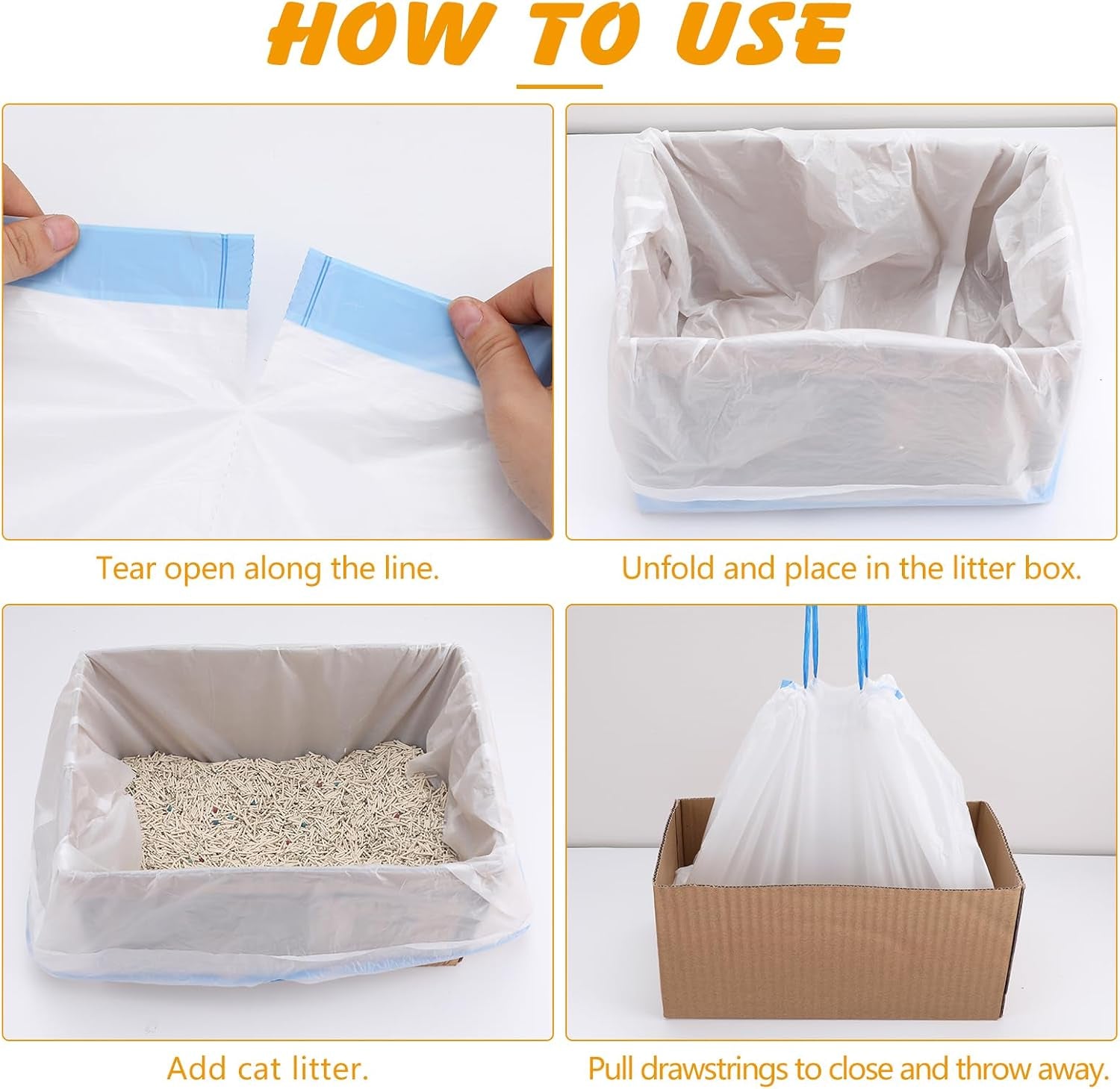 120 Pack Cat Litter Bags Compatible with Litter Robot 4/5/3, Self Cleaning Automatic Litters Box Liners, 25.2 X 15.7 Inch (10-12 Gallons)