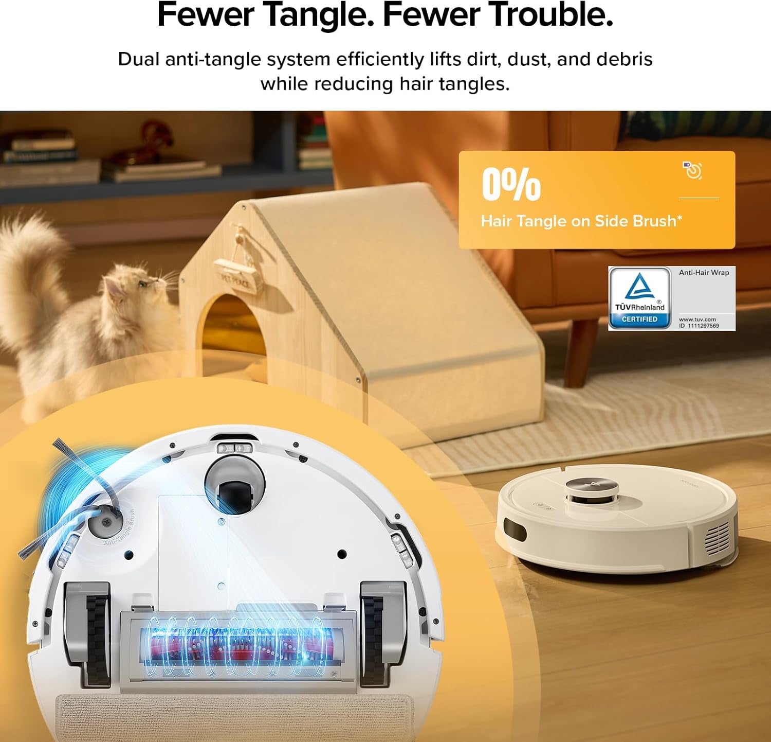 Roborock Q7 M5+ Robot Vacuum and Mop, Upgraded from Q5 Max+, up to 7-9 Weeks Self-Empty, 10000Pa Suction, Dual Anti-Tangle System for Pet Hair & Carpet, Precisense Lidar Navigation, App Control, White