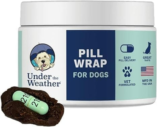 Under the Weather Pet Pill Wrap for Dogs | Pill Dough Natural Dog Treats Wraps | Easy Solution to Hide Medications, Vitamins, and Supplements Pills - Chicken Flavor - 4.94 Oz