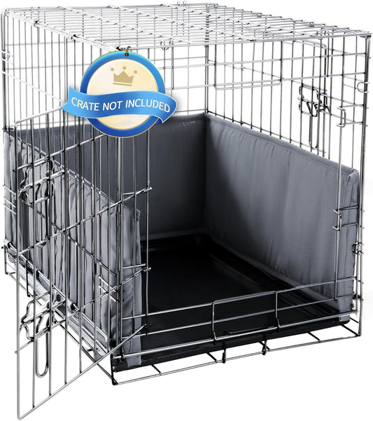 Hombys Dog Crate Bumper with Ties - Soft Crate Accessory -Kennel Cover - Training Pads for Front Door Crates, 24"X18", Gray