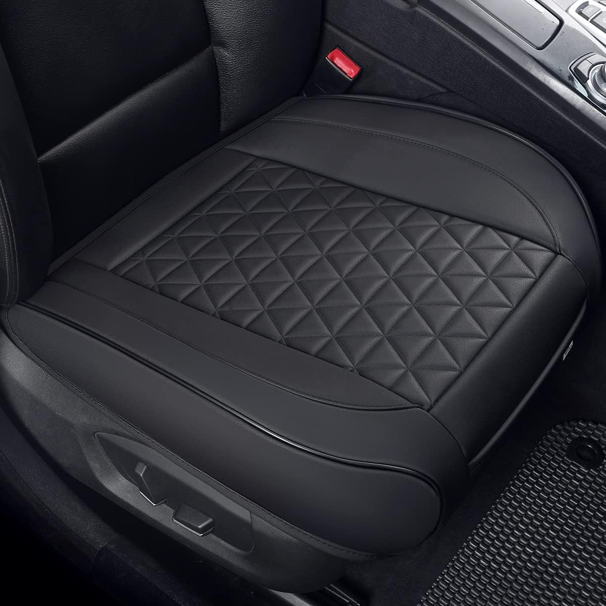 Black Panther Luxury Faux Leather Car Seat Cover Front Bottom Seat Cushion Cover, Anti-Slip and Wrap around the Bottom, Fits 95% of Vehicles - 1 Piece,Black
