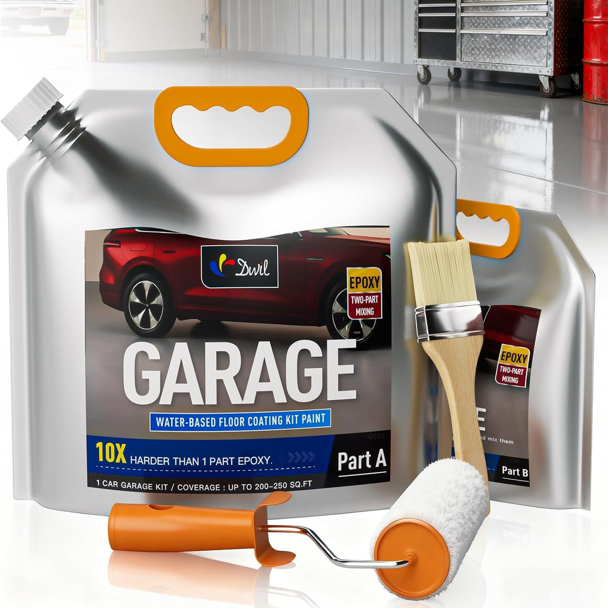 DWIL Garage Floor Epoxy Kit – Light Gray, 250Sqft for Concrete