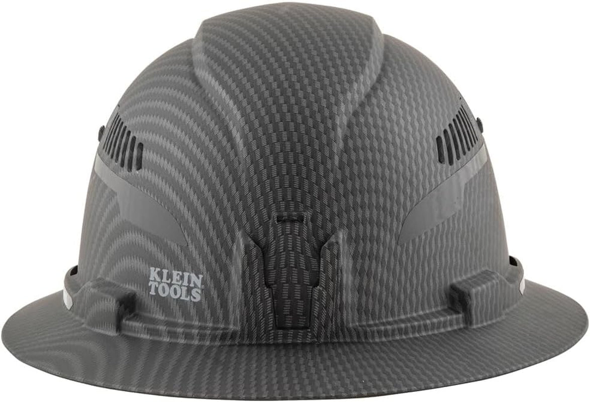 Klein Tools 60347 Hard Hat, Vented Full Brim, W/Headlamp, KARBN Pattern