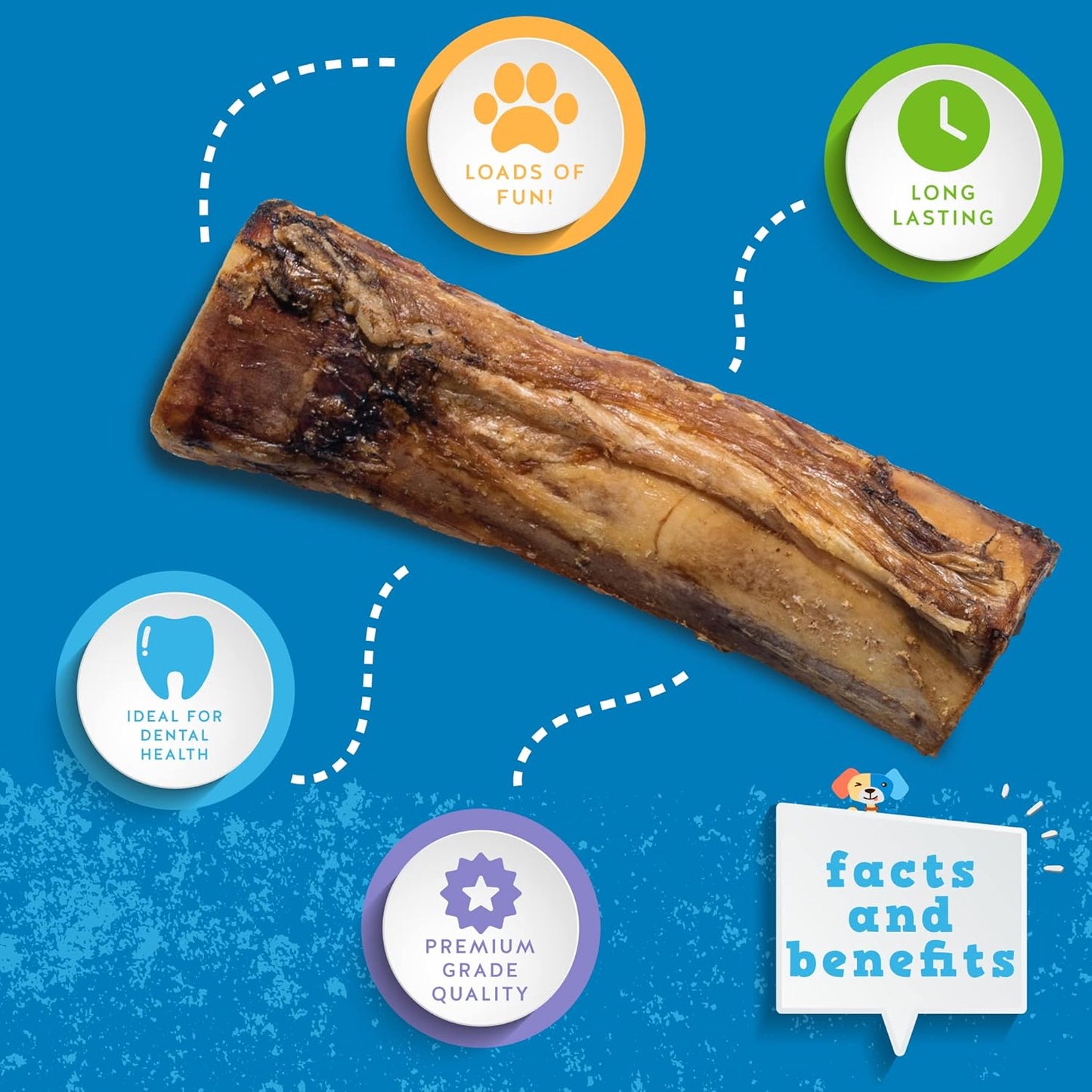 Jack&Pup Marrow Bones for Dogs, Long Lasting Dog Bones for Large Dogs, 6" Marrow Bone, Natural Beef Bone (1 Pack)