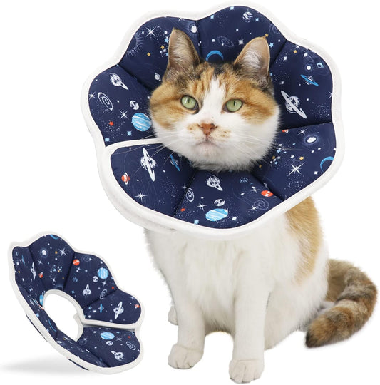 Soft Cat Cone, Adjustable Recovery Collar after Surgery to Prevent Licking Wound, Protective Cat Neck Cone, Comfortable Pet Elizabethan Collar for Cats Kittens and Puppies (S)