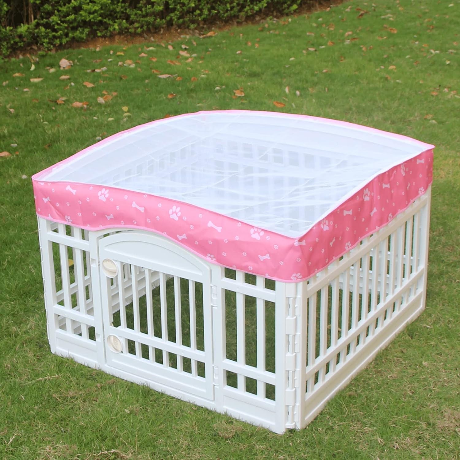 Dog Playpen Mesh Top Cover for 36" Inch Pet Playpen with 4 Panels,[ Note: Playpen Not Included] Dog Crate Cover Pet Tent Puppy Play Pen Cover, Ideal for Indoor/Outdoor Use. (Pink)