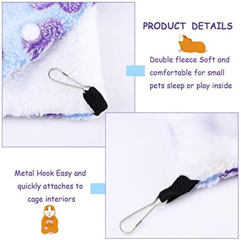 BOAO 2 Pcs Guineas Pig Rat Hammock Guinea Pig Hamster Ferret Hanging Hammock Guinea Pigs Accessories for Small Animals Chinchilla Parrot Sugar Glider Ferret Squirrel(Purple, Coffee,Heart Pattern)