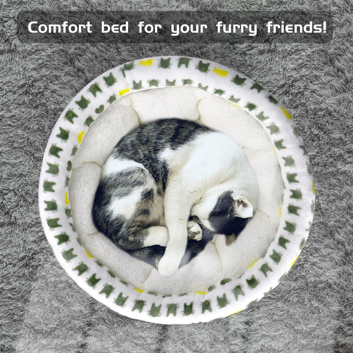 AIWIKIDE Super Soft Small Dog & Cat Bed, Anti-Anxiety Puppy Cuddler, Cozy round Fluffy Plush Pet Bed, Machine Washable Faux Fur Donut Cuddler