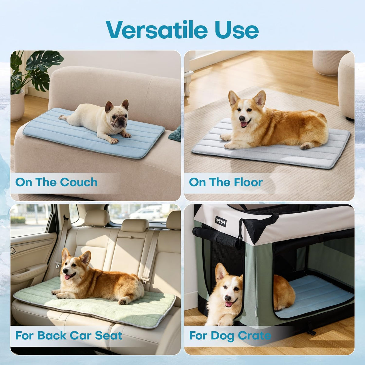 Dog Cooling Mat, 35" X 23" Non-Slip Self-Cooling Summer Pet Mat