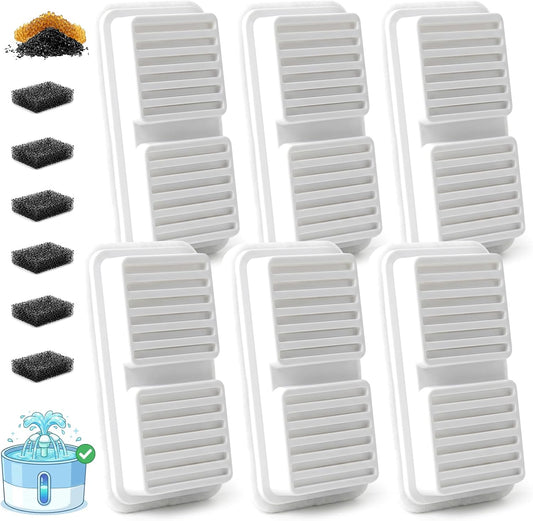 6 Pack Cat Water Fountain Filter with 6 Pre-Filter Sponges