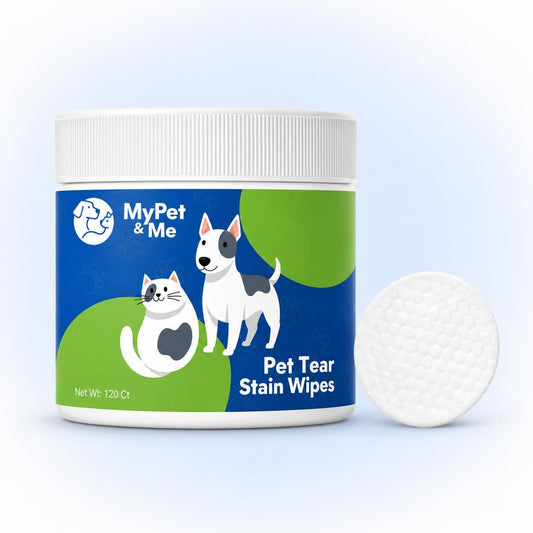 My Pet & Me Dog Eye Wipes – 120 Ct Eye Wipes for Dogs & Cats | Tear Stain Remover for Discharge & Crust | Fragrance-Free, Alcohol-Free with Vitamin E | Hypoallergenic Unscented No-Rinse Pads