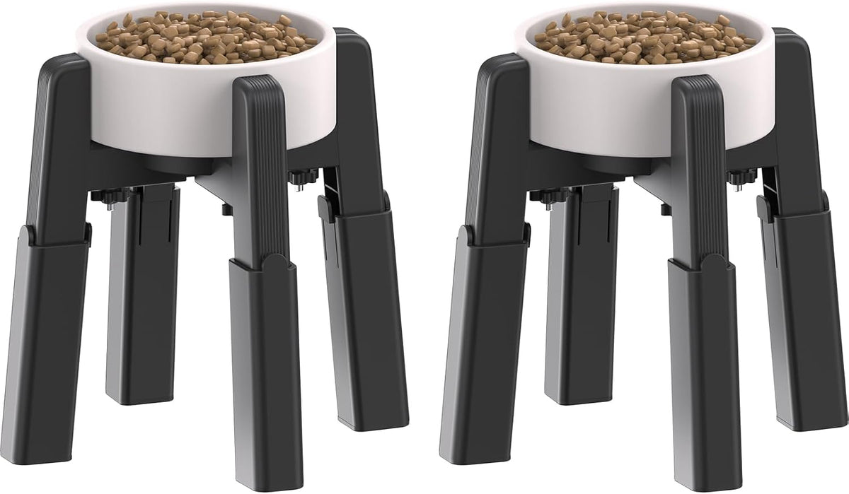 CZPET Dog Bowl Stand with Adjustable Height and Width [2 Pack, Stand Only]