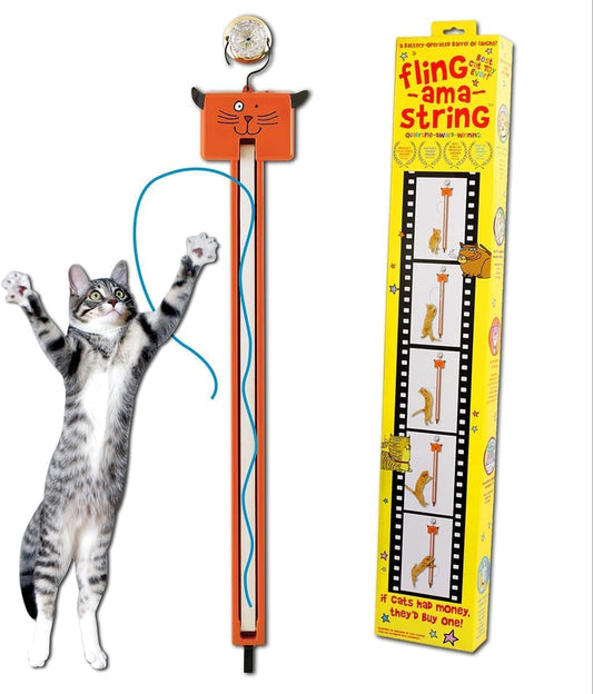 Moody Pet Interactive Cat Toy for Indoor Cats – Fling-Ama-String Automatic, Moving, Flying String Toy for Cats – Battery Operated, Door Hanging Exercise Toy for Kittens & Adult Cats