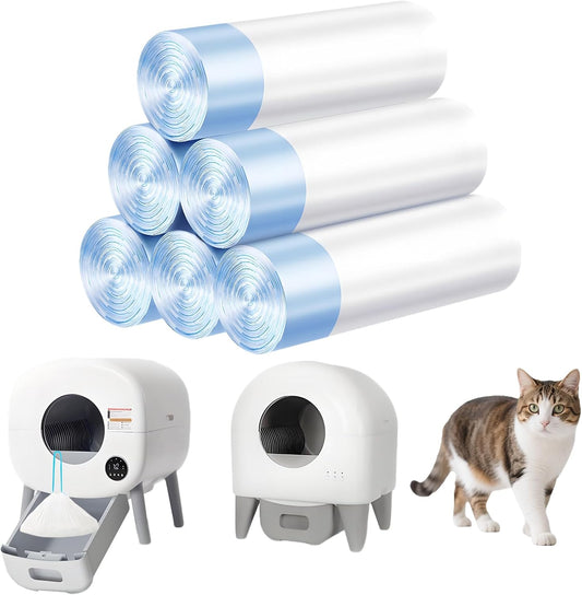 Cat Litter Bags 120 Count, 26.37"X15.74" Drawstring Close Litter Box Liners for Automatic Litter Box,Thick Cat Poop Bags,Easy to Clean,Heavy Duty Robot Bag for Self-Cleaning Box
