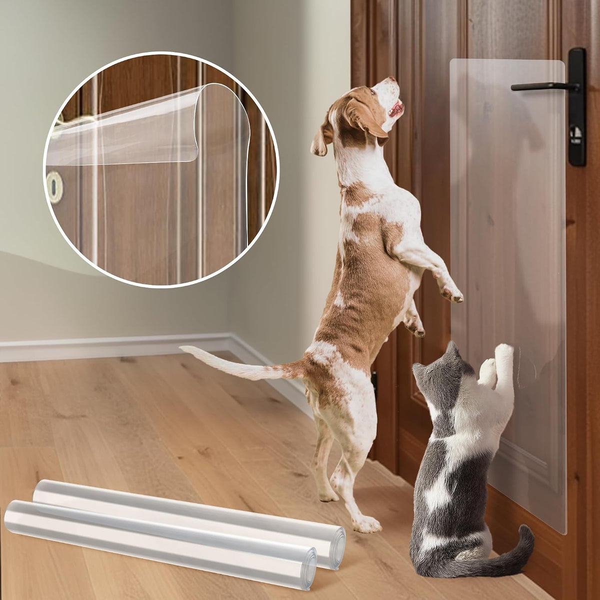 Heavy Duty Door Protector from Dog Scratching 2-Pack 40 X 16'', PVC Custom-Cut anti Dog Scratch Furniture Protector for Cat