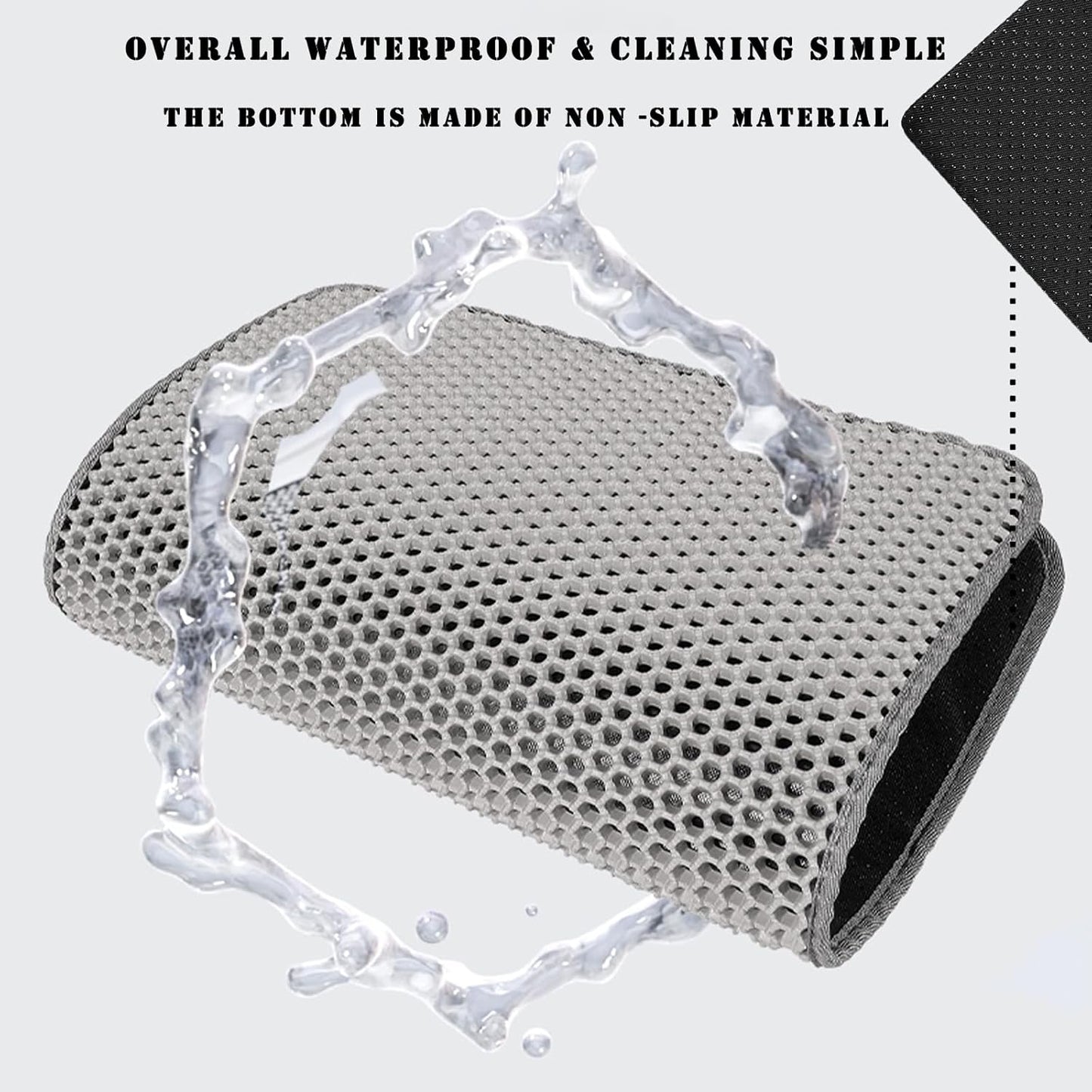 HCY&WLD Cat Litter Mat, 45X26/35X24/30X22/24X18 Inch Double Layer Cat Litter Box Mat, EVA Non-Slip, Waterproof Urine Proof Cat Litter Catcher Mat, Easy Clean Scatter Control (35X24 Inch, Khaki)