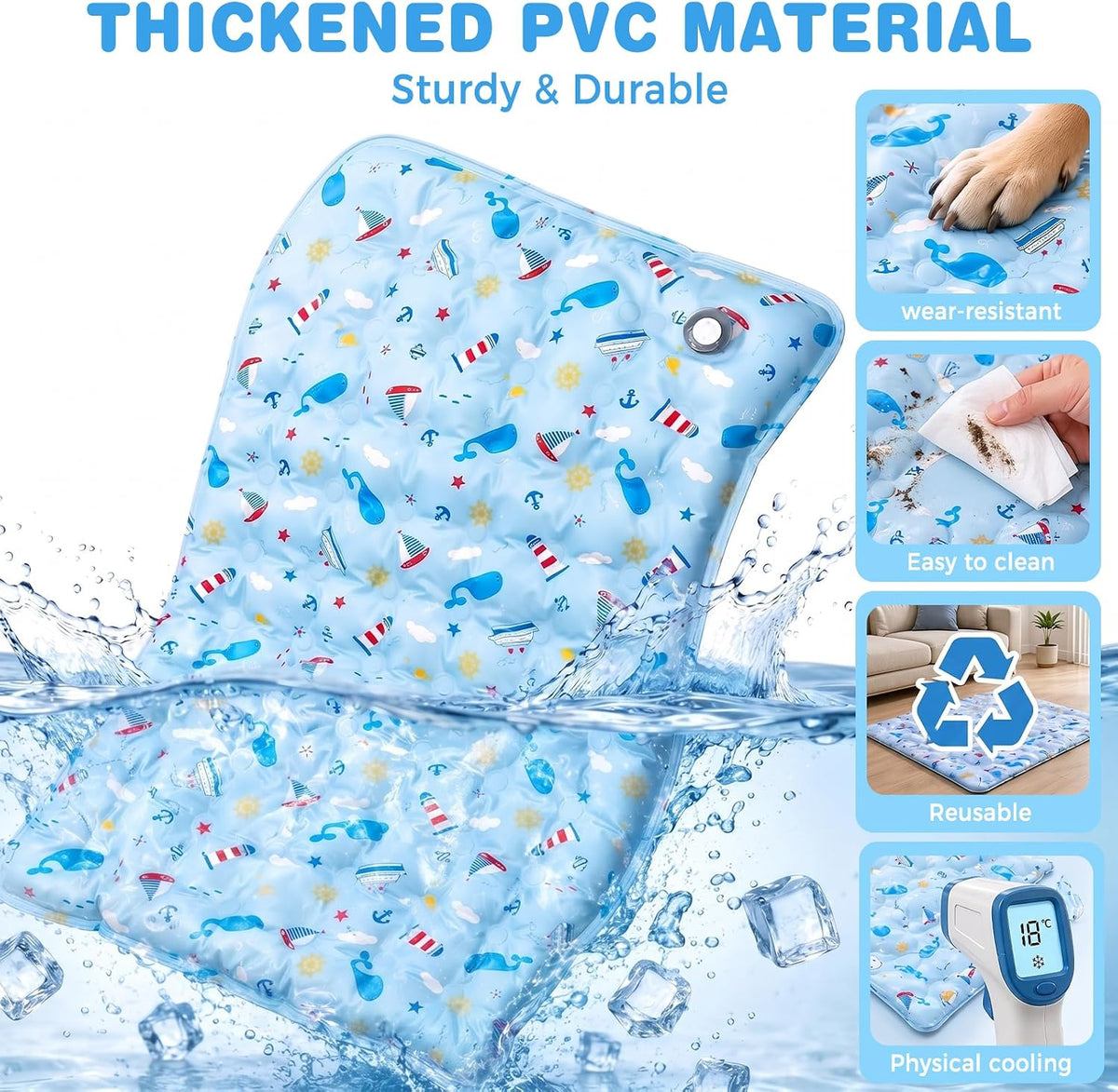 Teemoo Dog Cooling Mat, 47.2" X 27.5" Cooling Mat for Large Dogs, Non-Toxic Gel, Cool Pet Pad, Cooling Pad for Dog, Pet Cool Pad for Floors, Sofas, Kennels (XL)