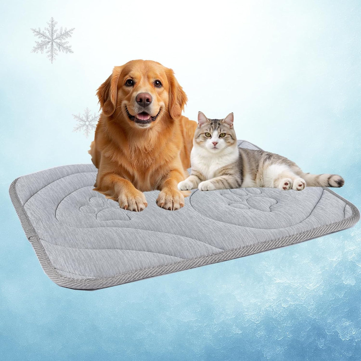 Dog Cooling Mat, Anti-Slip, Thick 3D Orthopedic Summer Pad for Dogs & Cats, Q-MAX > 0.5, Non-Toxic, Machine Washable, Chew-Resistant, Portable for Crate, Bed, Sofa, Car (Cool Grey, Large)