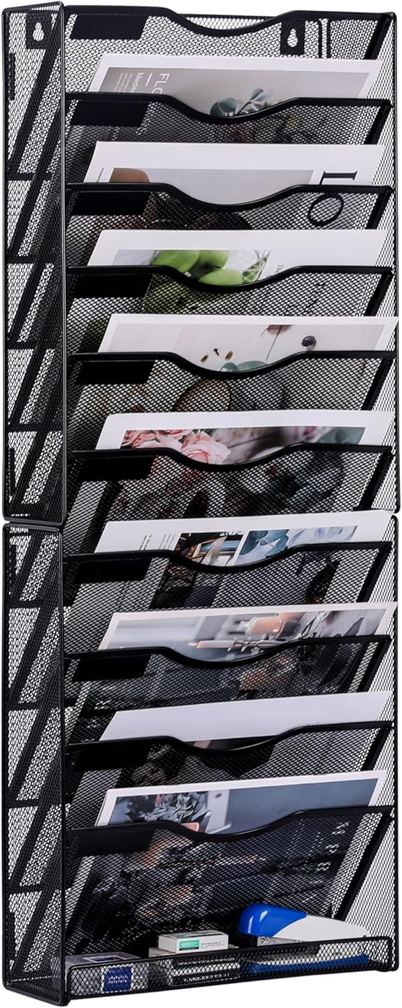 10 Tier Hanging Wall File Organizer Magazine Mail Holder Paper Tray