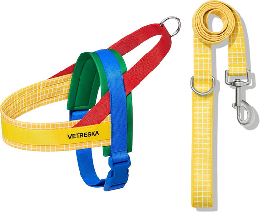VETRESKA Moma Dog Harness and Leash Set, Easy Walk Dog Harness, Yellow XS
