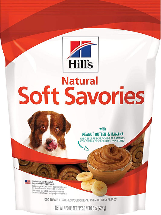 Hill'S Natural Soft Savories Dog Treats, Peanut Butter & Banana, 8 Oz. Bag