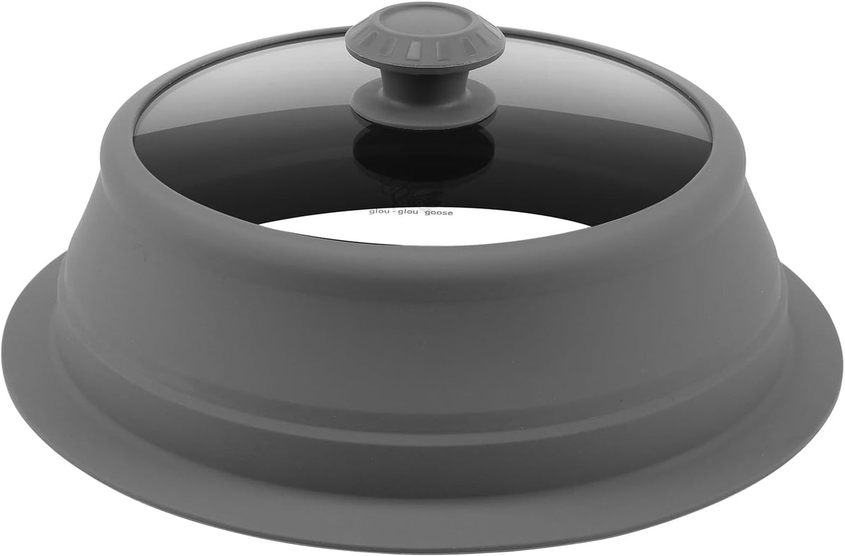 Collapsible Microwave Splatter Lid with Vented Tempered Glass Cover Wok Lid for Microwave Safe, Stockpot Steamer Pot Pan round Bowl Plate 5" 6" 7" 8" 9" 10" Universal Multifunction Silicone Cover