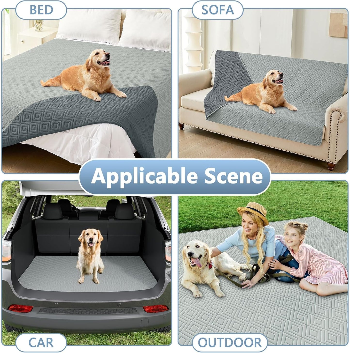 Hyha Waterproof Dog Blanket, Soft Pet Bed Blankets, Waterproof Sofa Couch Cover for Dogs Washable, Reversible Pet Couch Covers for Sofa Furniture (30X70 Inch, Grey/Dark Grey)