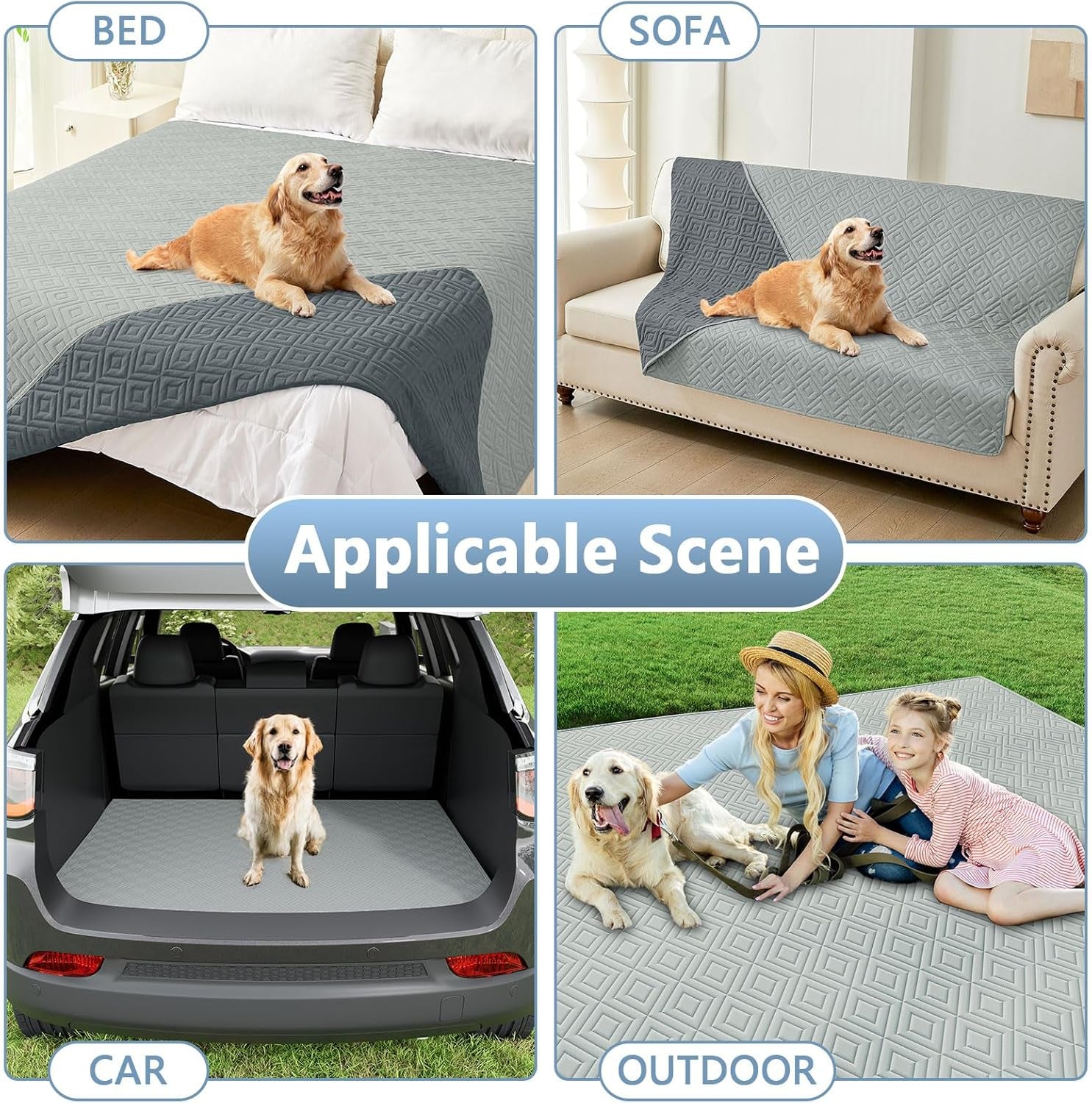 Hyha Waterproof Dog Blanket, Soft Pet Bed Blankets, Waterproof Sofa Couch Cover for Dogs Washable, Reversible Pet Couch Covers for Sofa Furniture (30X70 Inch, Grey/Dark Grey)