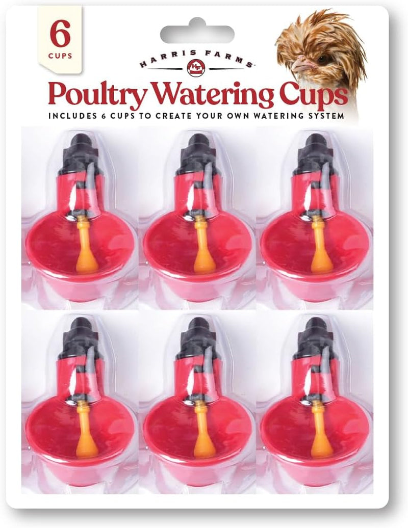 Harris Farms Gravity-Fed Poultry Watering Cups, Automatic System, 6 Count