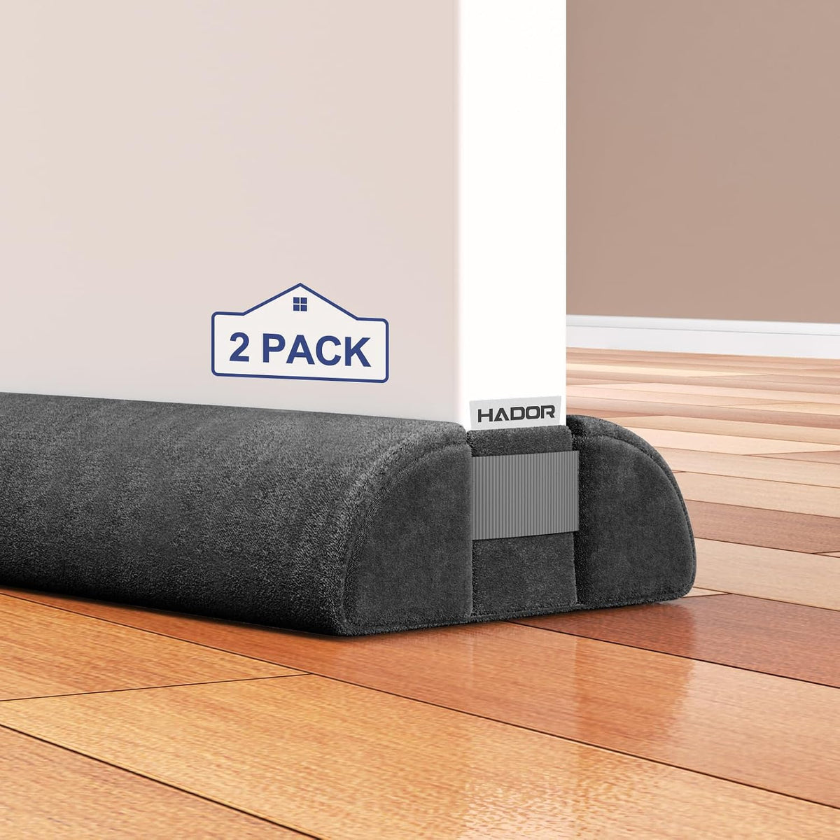HADOR 2 Pack Door Draft Stopper for Bottom of Door, Adjustable 36 In, Black