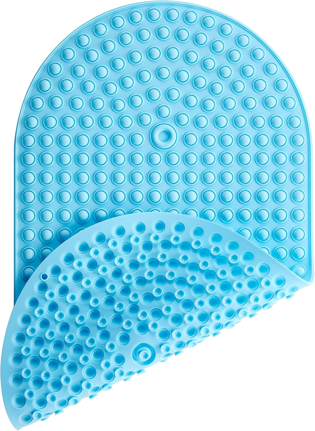 Blue Bath Mat for Tub Non Slip 27X15 - Cushioned Silicone Bubble Pop It Bathtub Mat for Soaking, anti Skid Shower Mat with Suction Cups, Spa Relaxation, Ocean Color