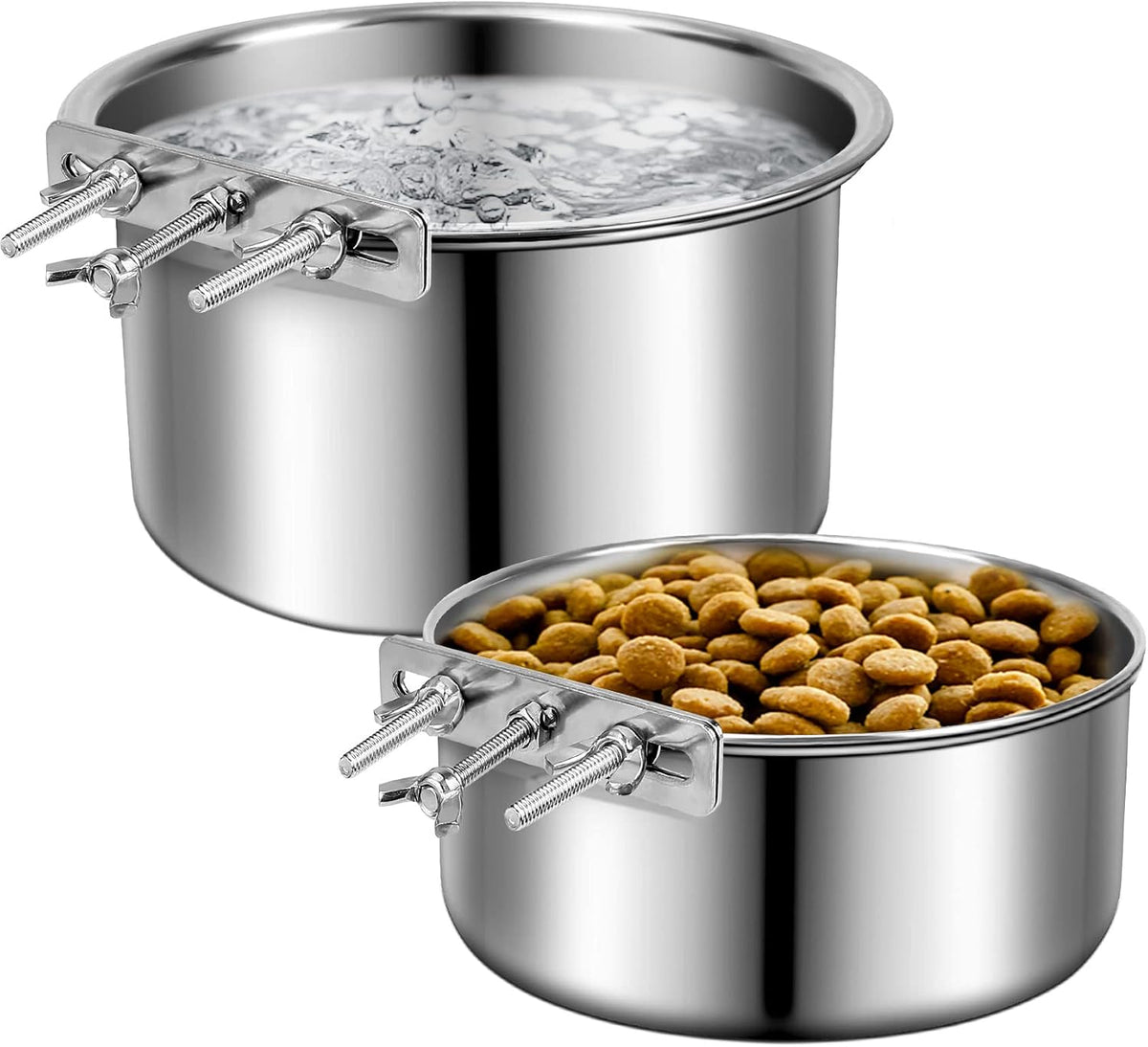 Dog Bowls for Crate, No Spill Stainless Steel Dog Bowl, 60Oz & 40Oz, 2 Pack