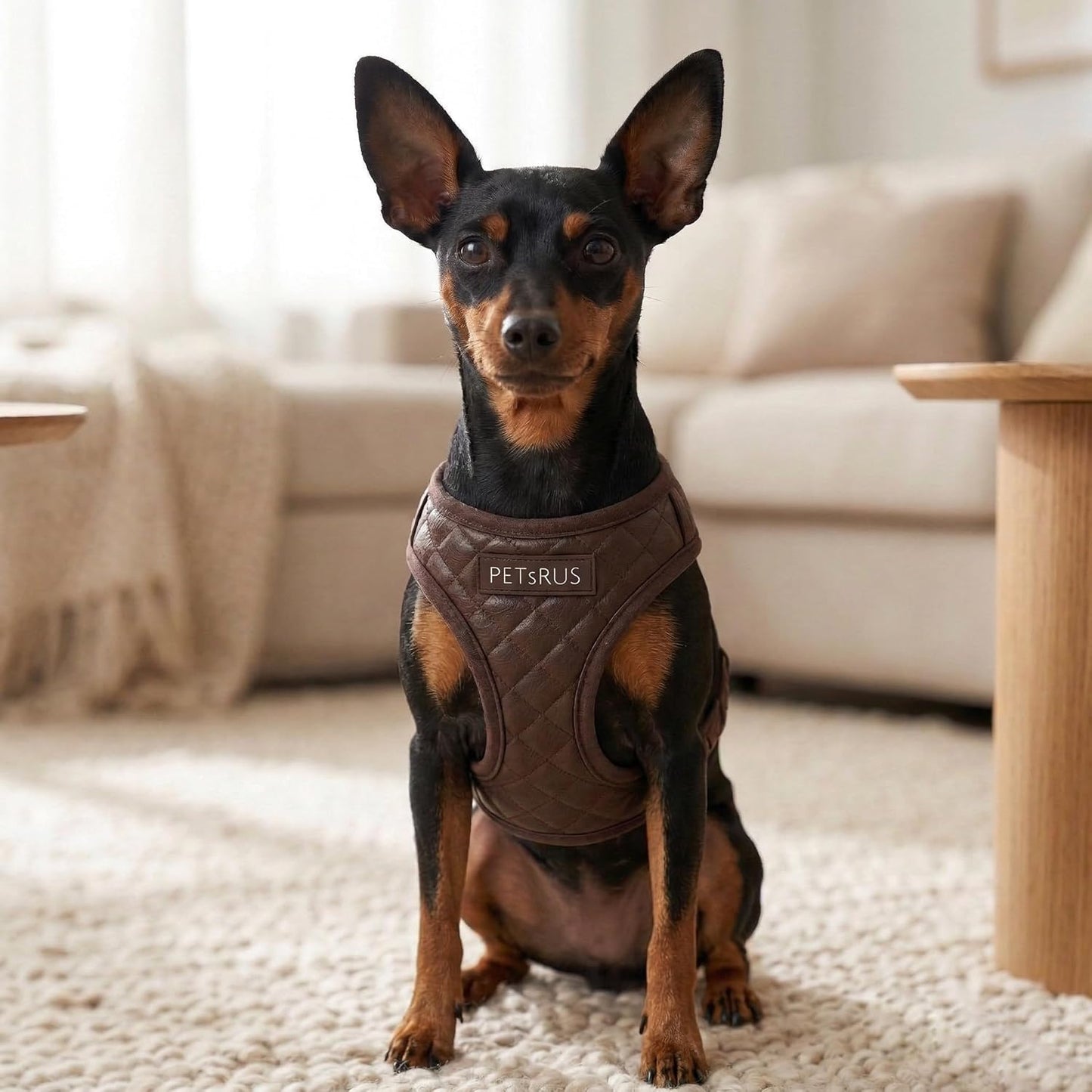Step in Dog Cat Harness Choke Free Escape Proof Pet Vest Quilted Vegan Leather Breathable Mesh Padded for Small Medium Dogs (Chocolate Brown, Large)