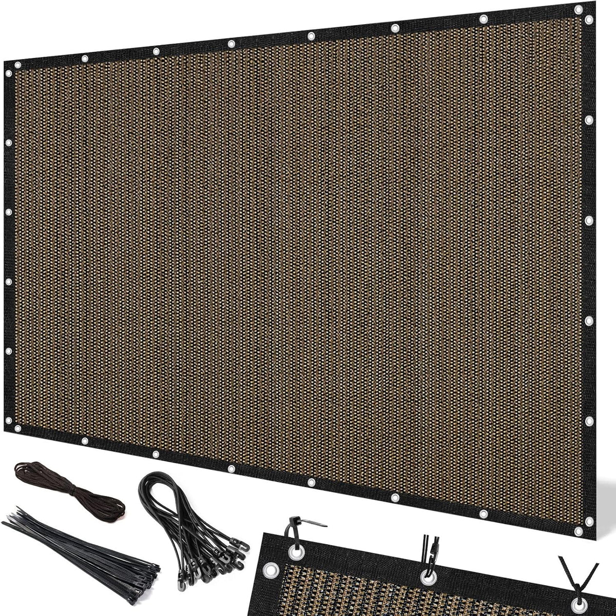 Artpuch 90% Sun Shade Cloth, 10 X 10 FT Pergola Shade Cover Canopy with Grommets, Sun Screen Fabric Tarp for Patio, Outdoor, Garden, Backyard, Mocha