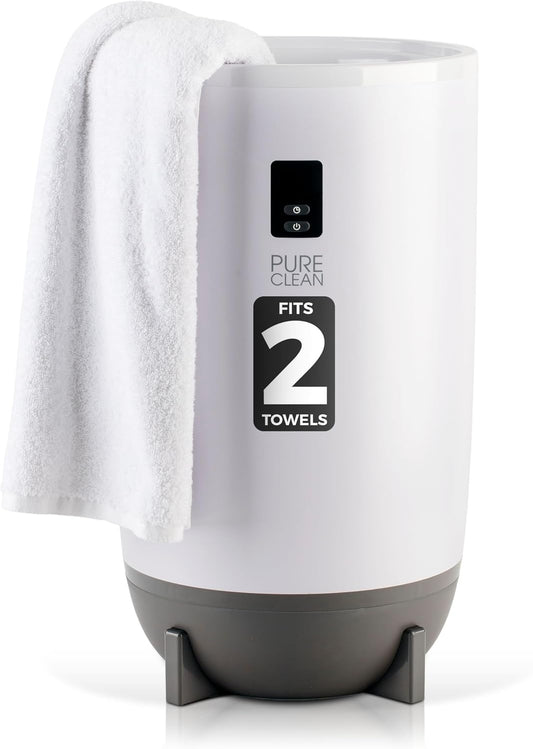 Pureclean Towel Warmer Bucket, Portable Blanket Heater for Bathroom and Spa, Customizable Fragrance, Auto Shut-Off, Fits 2 Large Towels, Blankets and Bathrobes, LED Display, Adjustable Timer, Gray