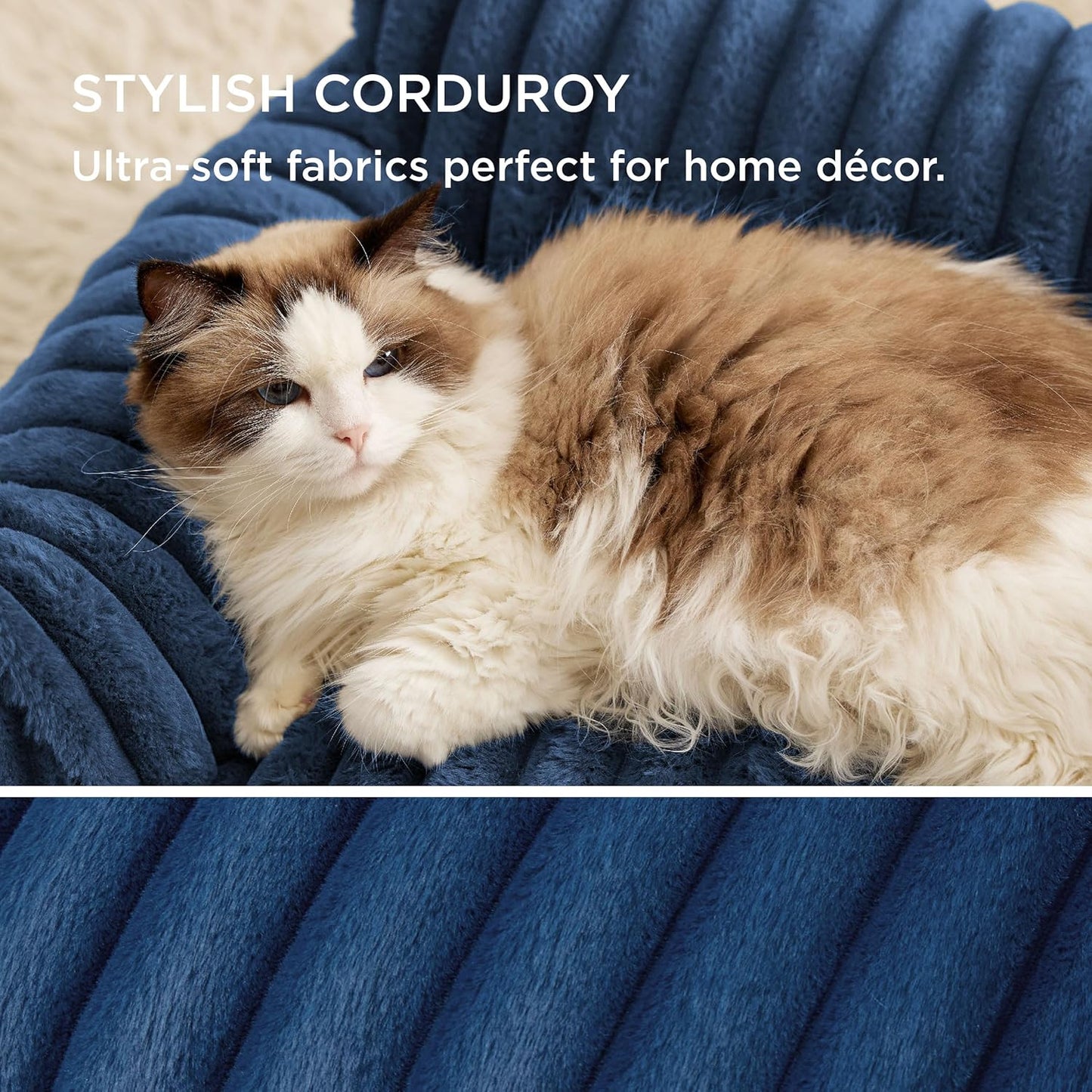 Bedsure Comfyfleece™ Cute Dog Couch for Medium Dogs - as Seen on TV on Good Day New York, Dog Couch Bed with Removable, Washable Cover, Supportive Pet Sofa, for Medium Large Dogs, 36Inch, Night Blue