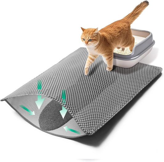 GRELY Cat Litter Mat, 32"X22" Litter Box Trapping Mat for Indoor Cat