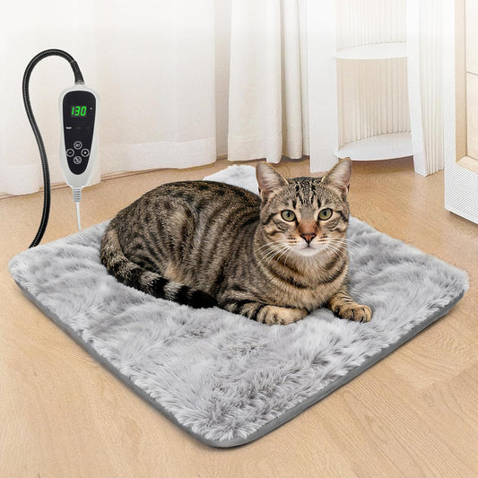 GOLOPET Cat Heating Pad 18X18 in with Smart Thermostat Switch and Power Line Protection Tube,Obtained MET and UL Dual Certification,Waterproof Pet Heating Pad for Cats, with Long Velvet Cloth Cover