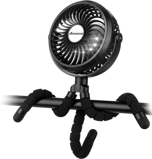 AMACOOL Battery Operated Stroller Fan, Portable Clip on Fan Rechargeable