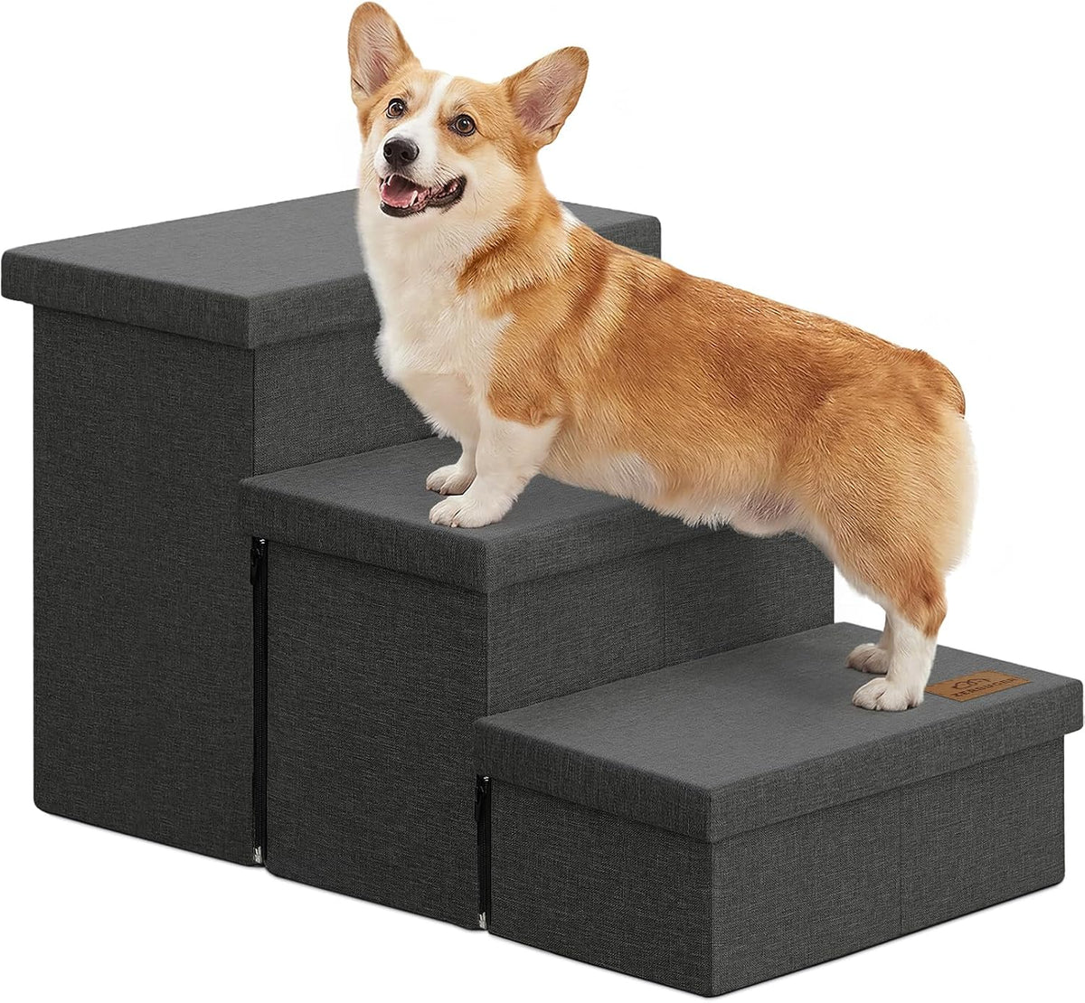 Zerbuger 3 Step Dog Stairs with Storage, 18" High Folding Pet Steps