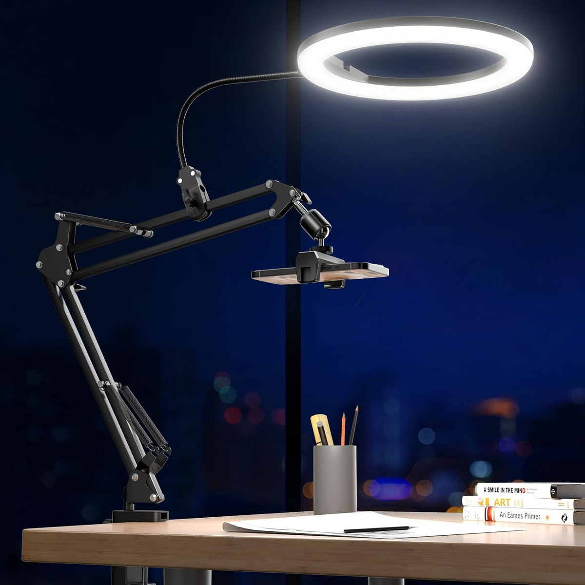 Ubeesize 10" Ring Light with Overhead Phone Mount for Content Creation