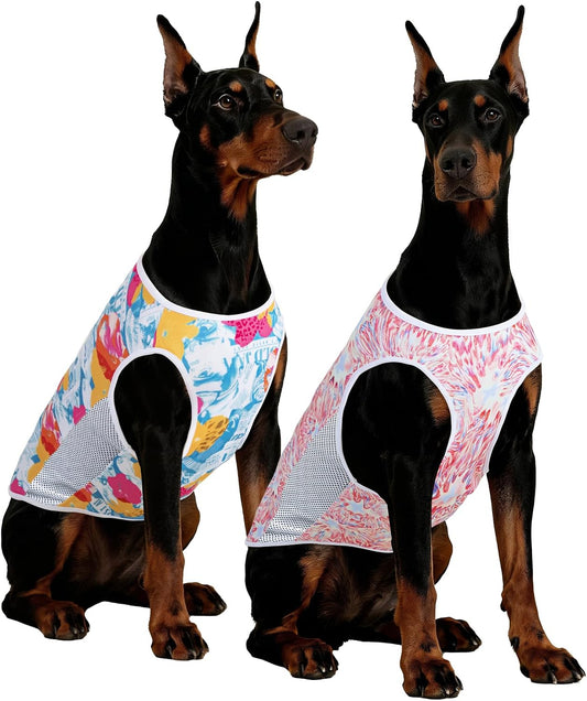 2Pack Dog Cooling Vest with Soft Stretchy Sun Protection, Red+Blue, XL