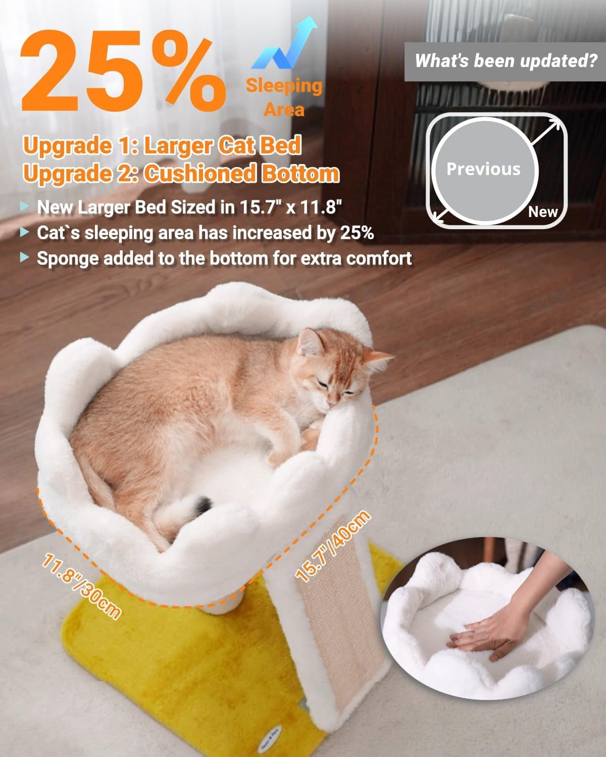 Happi N Pets Cat Tree, Cloud Cat Tower with Soft Bed, Cat Scratching Post & Pad with Larger Perch for Window Viewing, Small Cat Tree with Cute Toys, Bonus Catnip