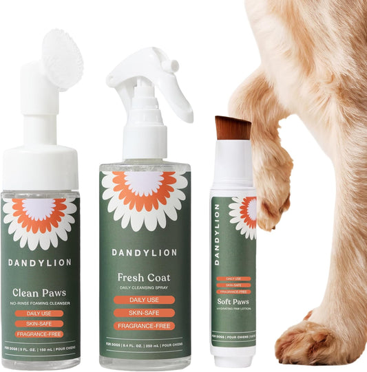 Dandylion Dog Grooming Kit, Paw Cleaner, Paw Balm & Waterless Dog Shampoo