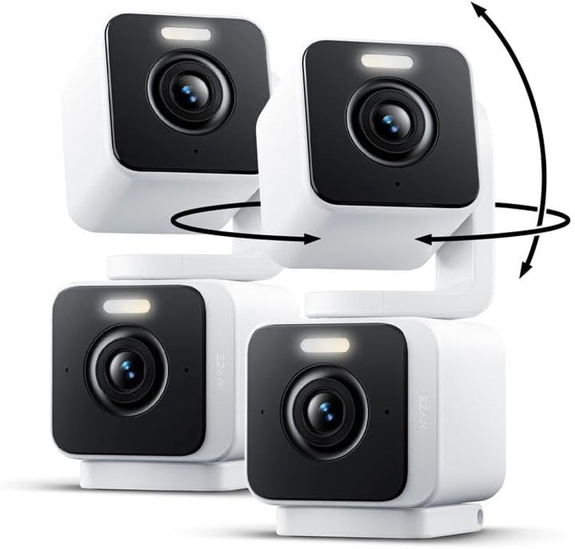 WYZE Duo Cam Pan 2 Pack, Indoor/Outdoor IP65 2K 360° Pan/Tilt Smart Home Security Camera with Color Night Vision, Compatible with Alexa & Google Assistant, White