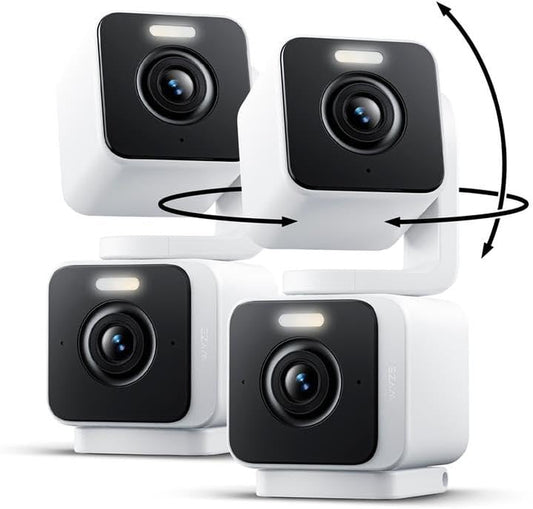 WYZE Duo Cam Pan 2 Pack, Indoor/Outdoor IP65 2K 360° Pan/Tilt Smart Home Security Camera with Color Night Vision, Compatible with Alexa & Google Assistant, White