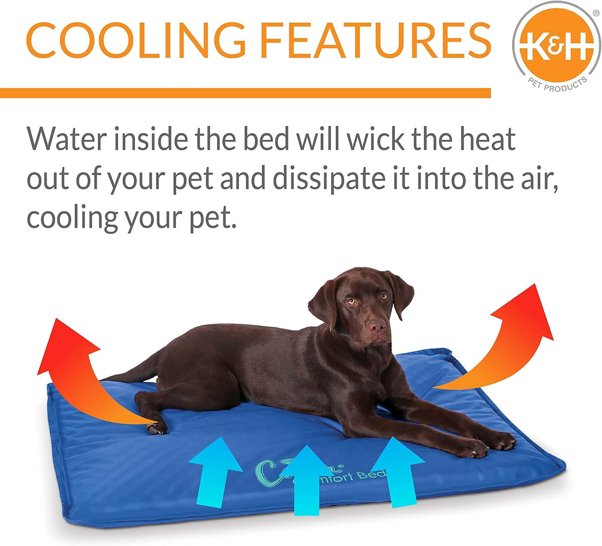 K&H Dog Cooling Mat, Coolin' Comfort Bed- Large 44X32In Chill Blue