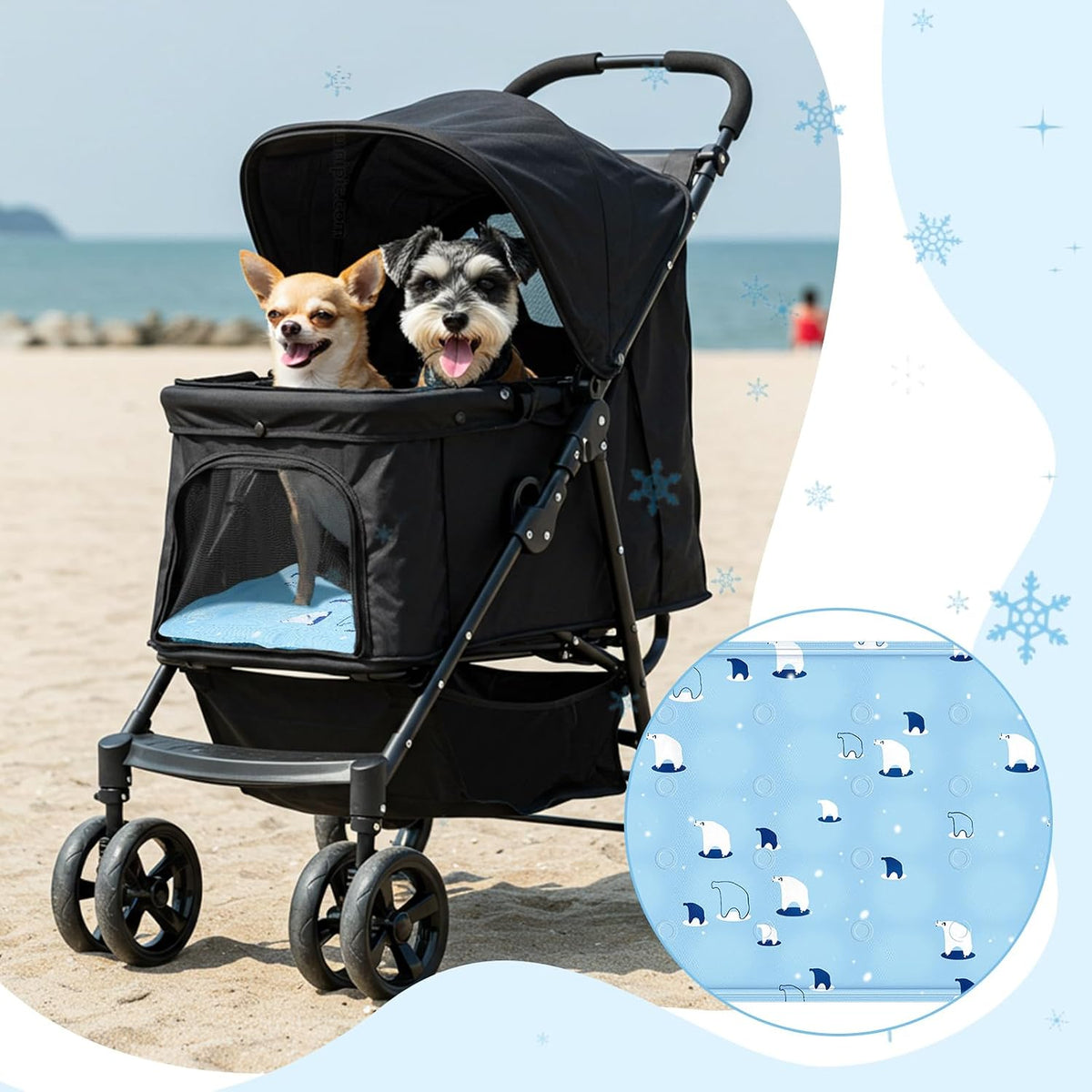 Nuanchu Pet Cooling Mat, Sky Blue Bear, 11.81 X 19.69 Inches, 1 Pcs