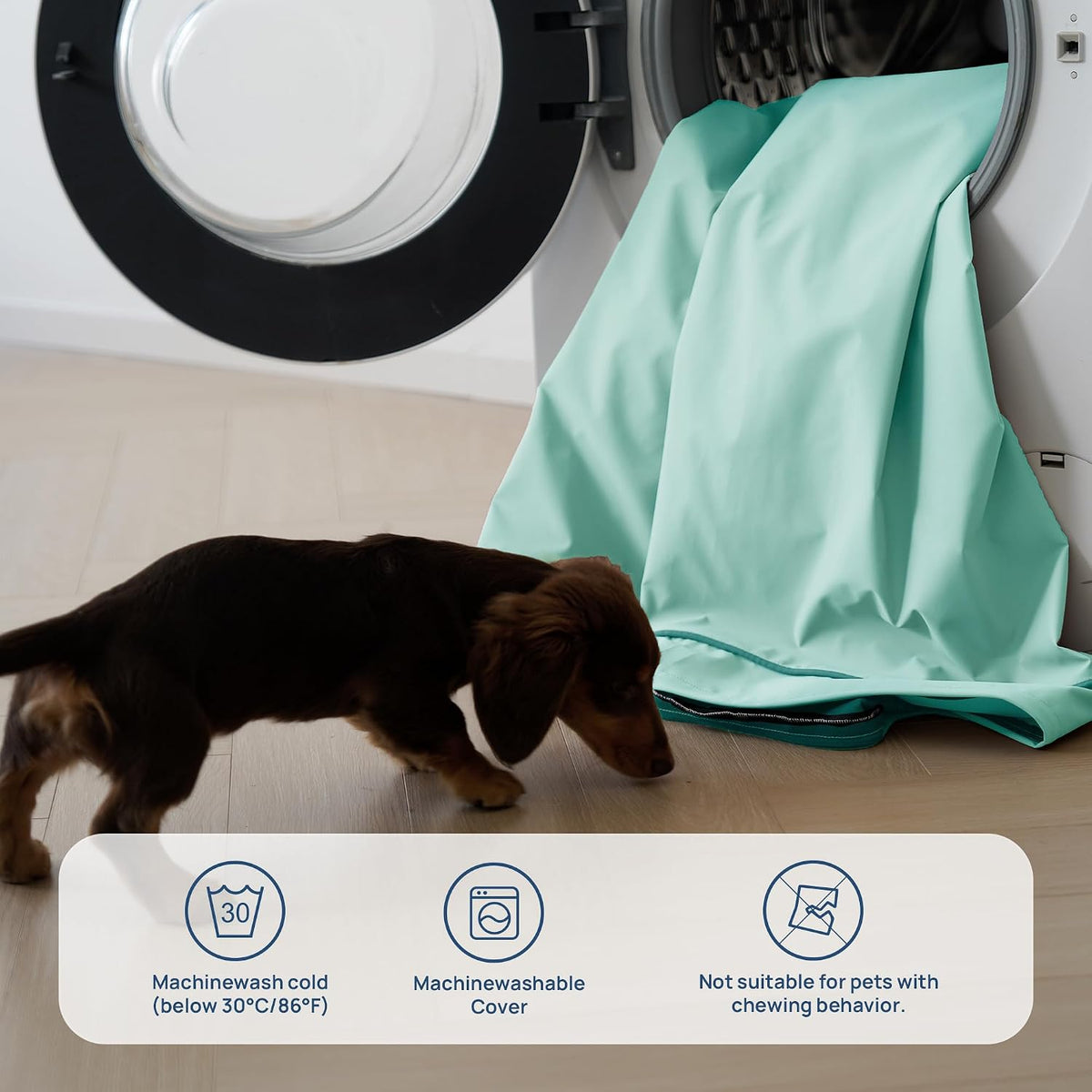 Cooling Dog Bed for Large Dogs, Orthpedic Cooling Pet Bed Dog Crate Mat for Summer with Removable Washable Cover, Breathable Egg Crate Foam with Waterproof Liner, Q-Max >0.45, Light Aqua